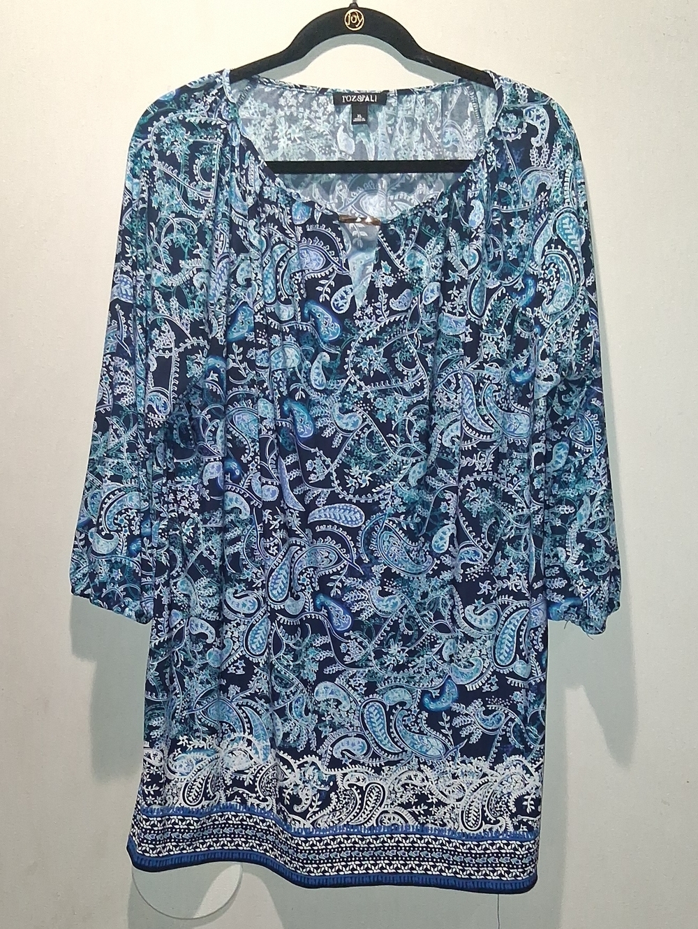 Roz & Ali Navy and Light Blue Paisley Tunic